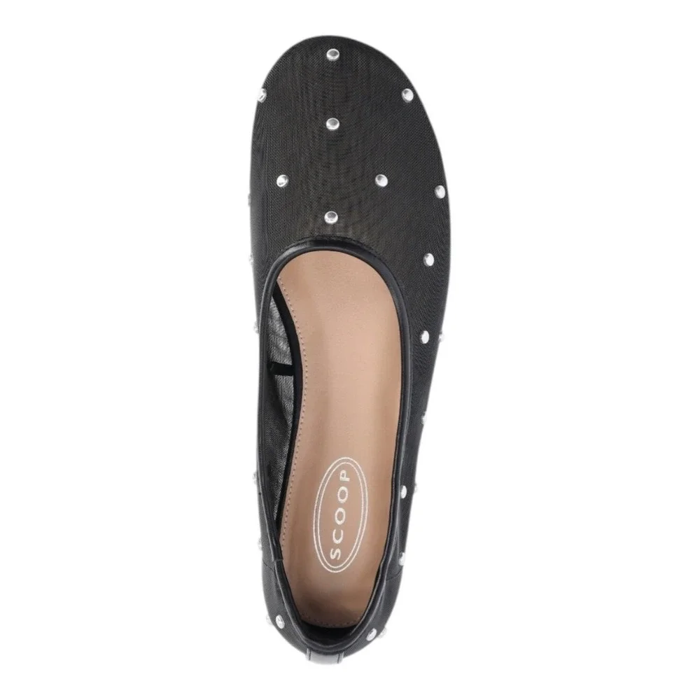 Scoop Studded Mesh Ballet Flats Size‎ 8 Black Slip-On Flats New NWT